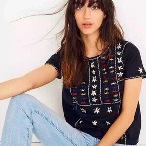 Madewell Embroidered Tie-Back Cutout Top. - Size S